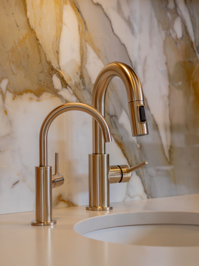 Detailed shot of beautiful gold hardware.